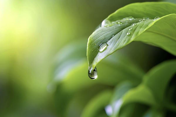 A close-up of dew on a plant