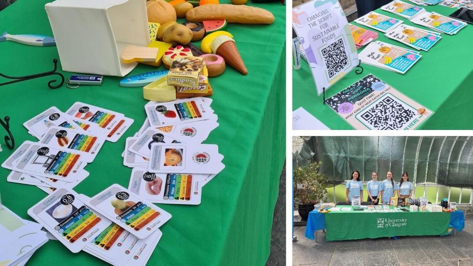Researchers doing a fun activity in Kibble palace exploring food choices, health and the environment