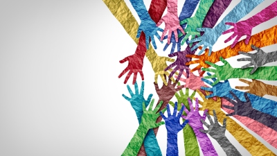 Paper hands in different colours