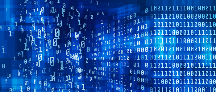 Binary zeros and ones graphic with blue background