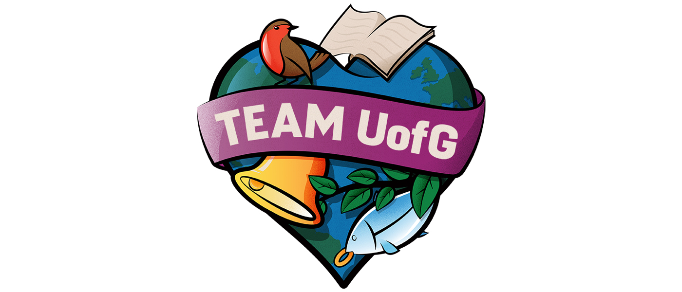 Team UofG heart on white background