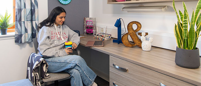 Student in university accommodation