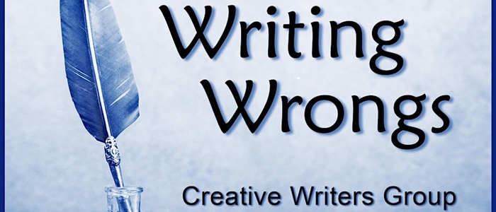 A quill in inkpot with the text Writing Wrongs creative writers group