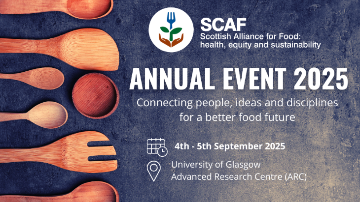 SCAF Annual Event 2025 Flyer - Wooden utensils and text advertising that the event will take place on the 4-5 September 2025 in Glasgow