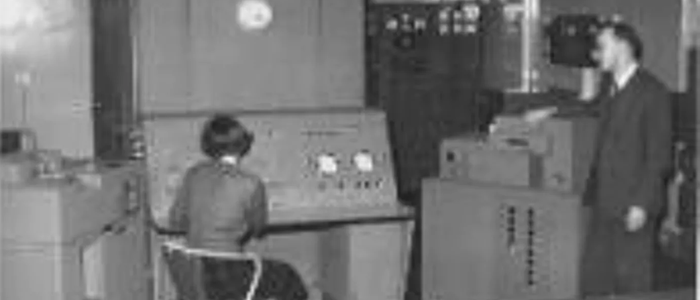 Black and white photograph of Scotland's first computer