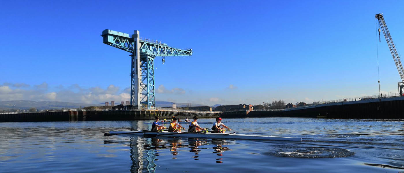 Boat club training out on the River Clyde