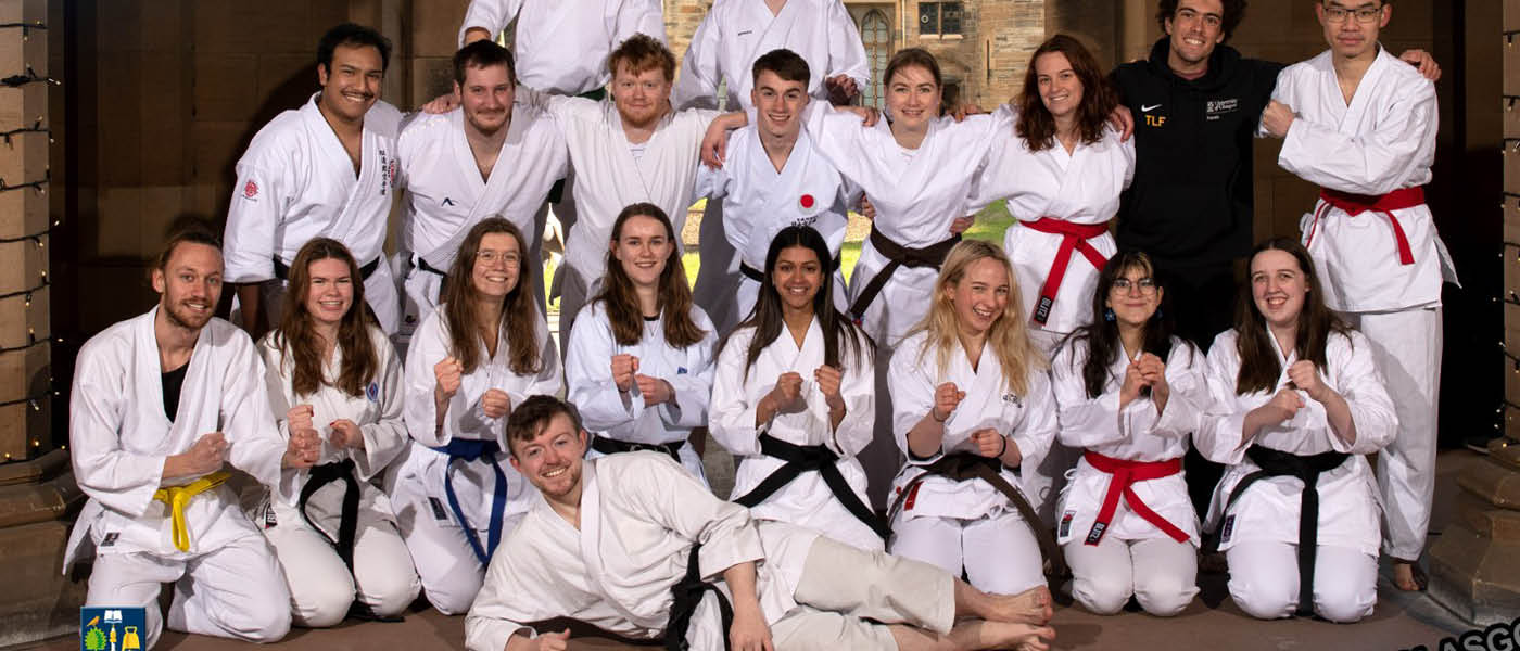 Karate Club posing for a team photograph