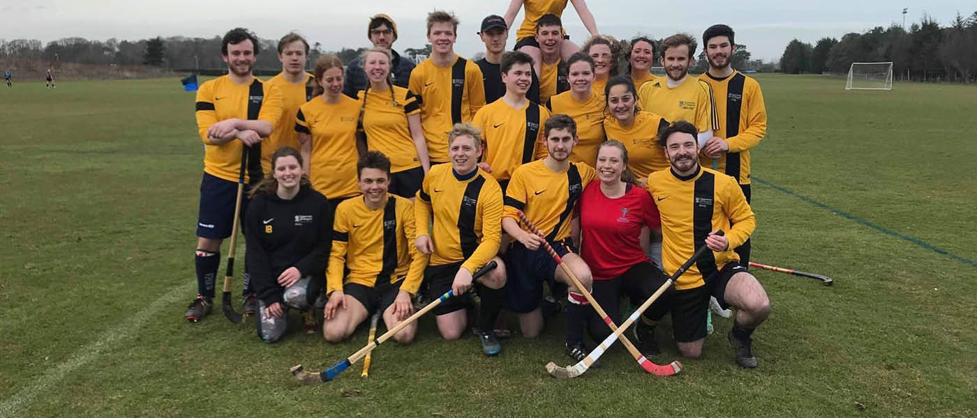 Shinty team posing for a photograph