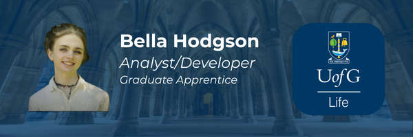 Bella Hodgson Profile Banner with image on a dark blue background