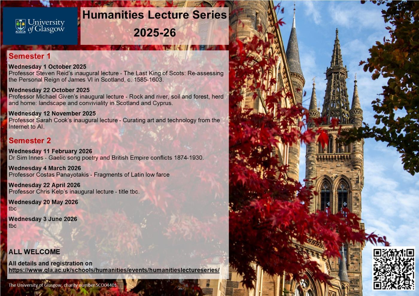 Humanities Lecture Series 2025-26 - poster
