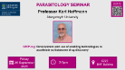 A Parasitology seminar poster for Karl Hoffmann including date, time, location and seminar title, all of which can be found in the accompanying text