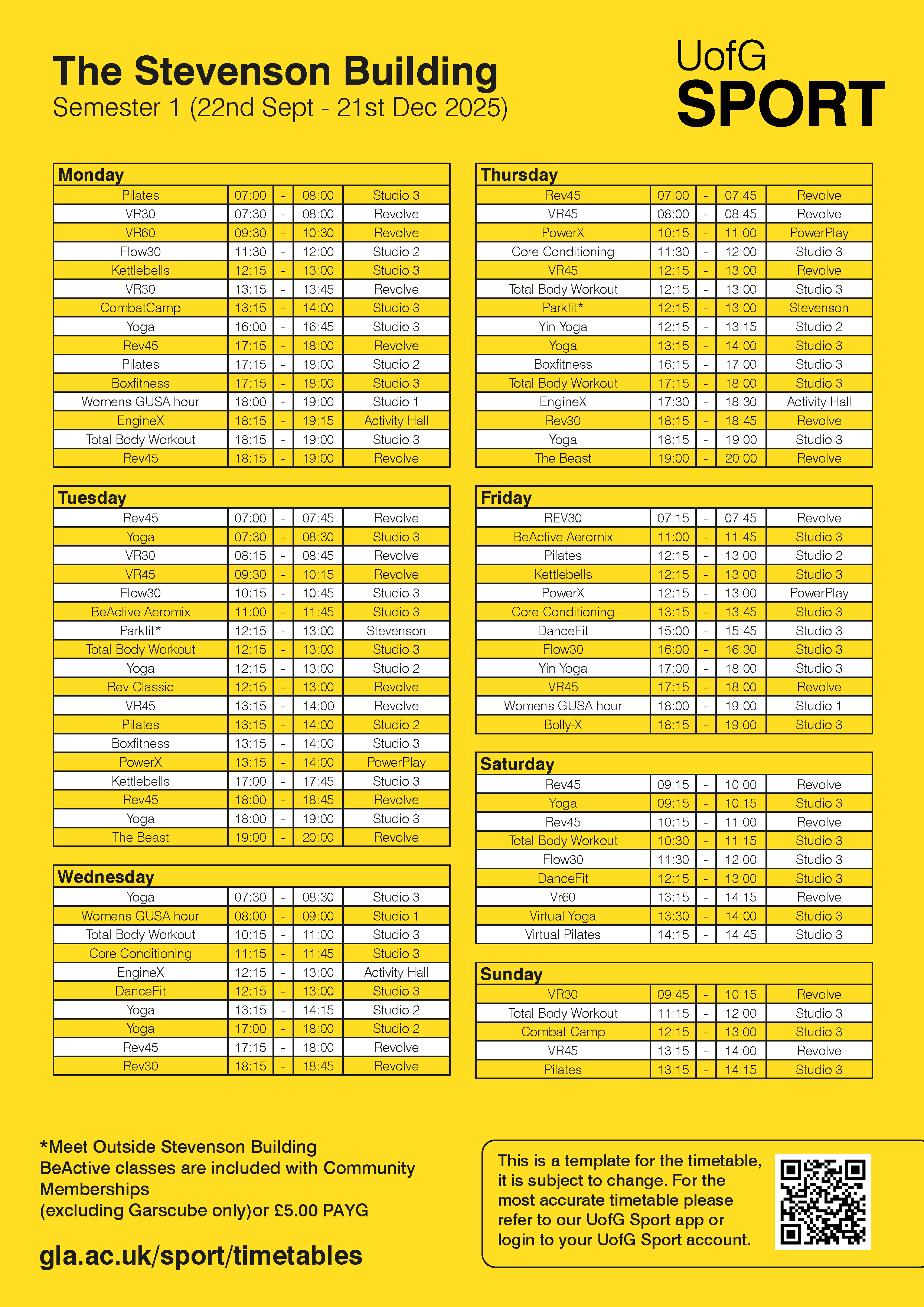 Semester 1 Stevenson Timetable