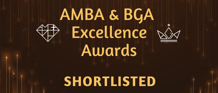 AMBA and BGA Awards shortlisted words in black and gold