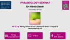 Poster for Parasitology seminar for Dr Nicola Baker of which the date, time and location are included in the accompanying text