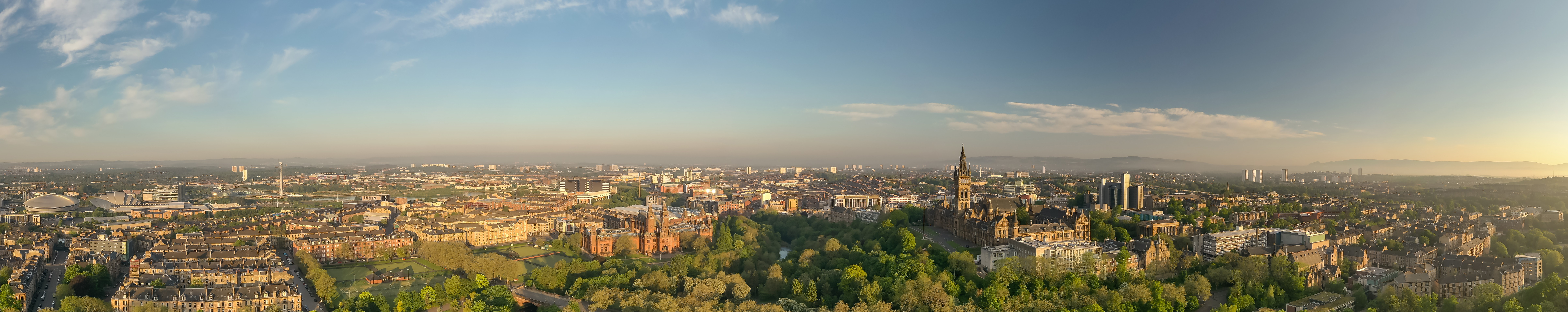 Drone capture of the Gilbert Scott Building and surrounding area