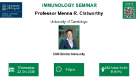 Flyer for Immunology seminar, Dr Menna Clatworthy, of which the date, time and location is included in the accompanying text