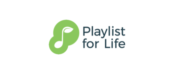 Logo featuring a white musical note on a green background