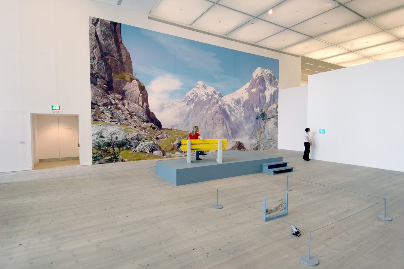 Installation view of Mountain Top from the exhibition Package Holiday (2005) by Monica Studer and Christoph van den Berg, curated by Sarah Cook. Photograph by Colin Davidson, courtesy of the BALTIC Centre for Contemporary Art Installation view of Mountain Top from the exhibition Package Holiday (2005) by Monica Studer and Christoph van den Berg, curated by Sarah Cook. Photograph by Colin Davidson, courtesy of the BALTIC Centre for Contemporary Art