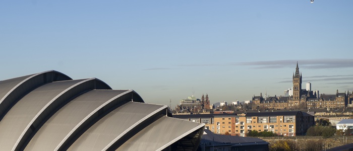 View over SEC Armadillo towards University Tower
