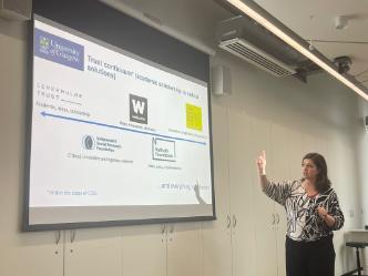 A speaker giving a presentation