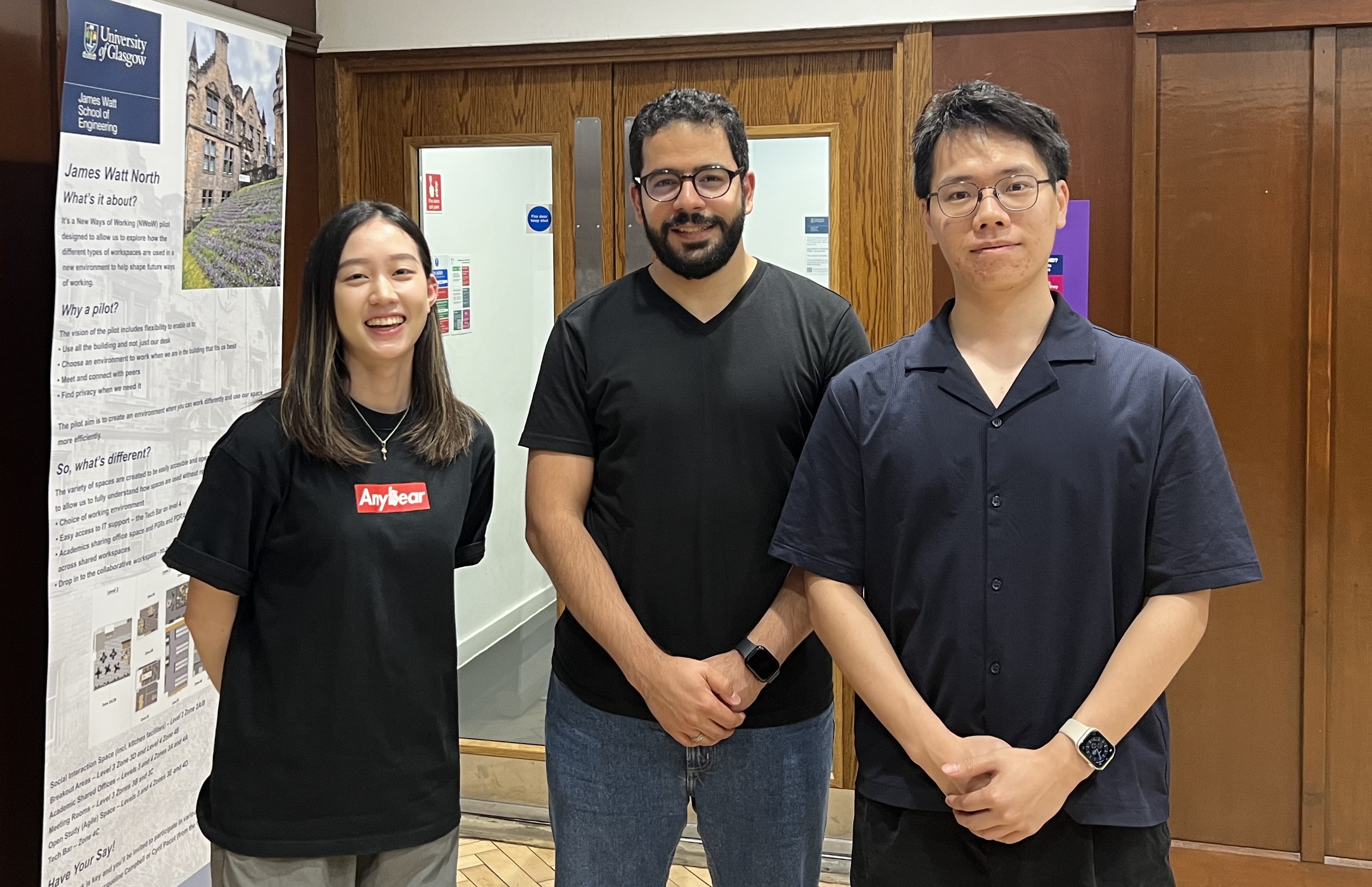 (l-r) Researchers Yuwen Wang, Dr Ahmad Taha and Zhihong Xu