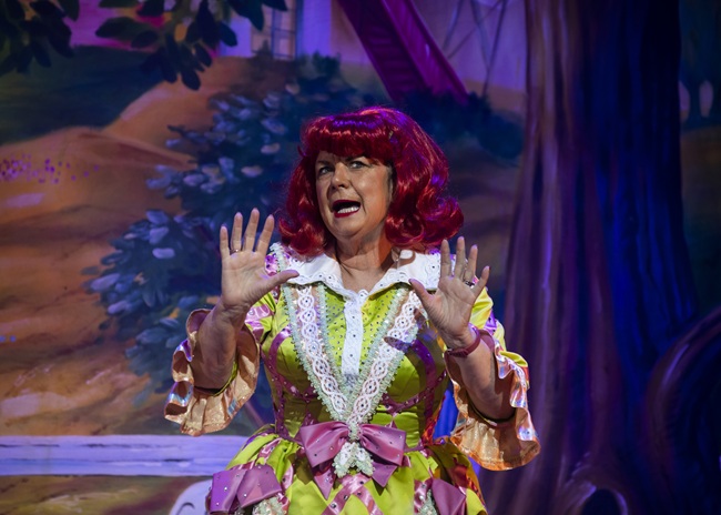 Elaine C Smith as Mrs Potty in Beauty and the Beast at The King's Glasgow. Credit Richard Campbell