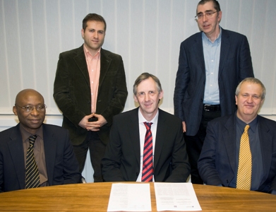 Left to right: Prof Kwaku Opong, Dr Mark Aleksanyan, Prof Mike French, Chris Coles, Dr John McKernan.