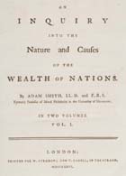 Title page of Adam Smith's Wealth of Nations, published 1776. (Sp Coll Mu6-y20) Links to web exhibition.