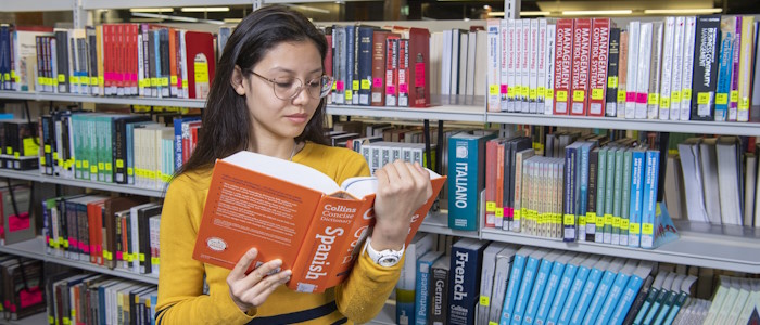 Spanish student studying