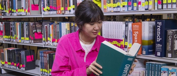 Language student studying