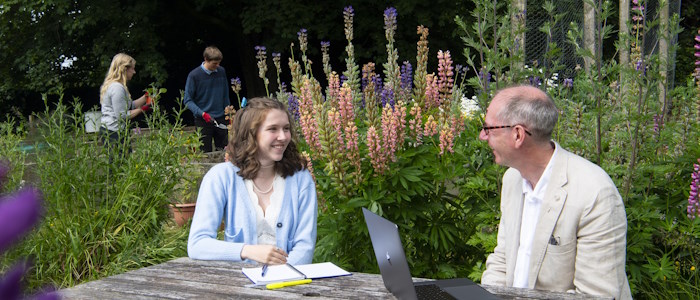 Students studying outside