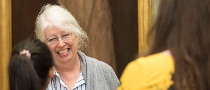 Art history students in a gallery