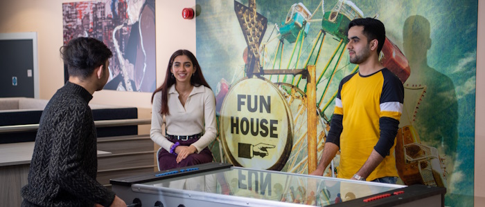 Students chatting while playing games
