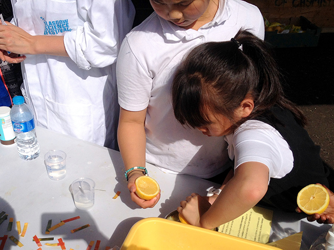 pupils make lemon volcanoes
