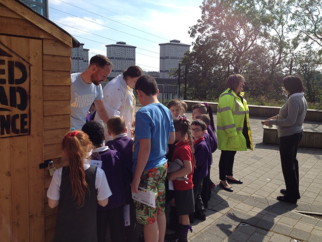 School pupils visiting the shed