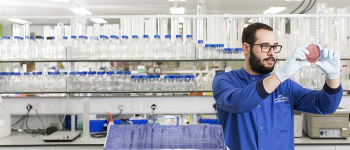 Research student in medical lab