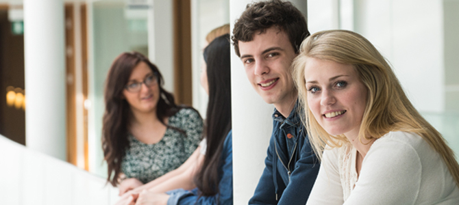 Image of students in Wolfson Medical School Building 