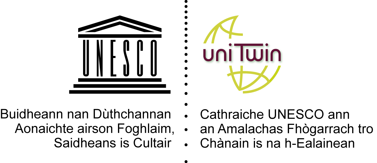 UNESCO Chair in Refugee Integration through Languages and the Arts Logo - Gaelic