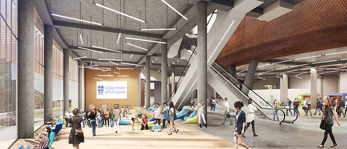 Visualisation of students in a busy Learning and Teaching Hub lobby