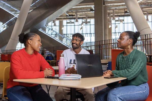 A group of students in the James McCune Smith Learning Hub
