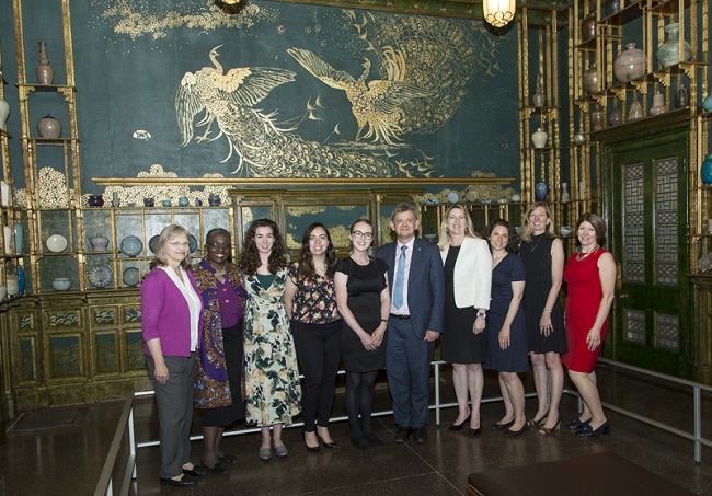 Staff and students from the University of Glasgow and Smithsonian already working in partnership or on placement in Washington DC in Whistler's Peacock Room. Picture Michael Barnes