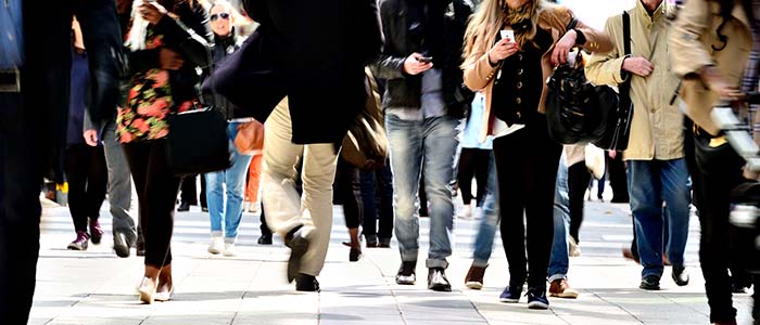 People walking on a busy street