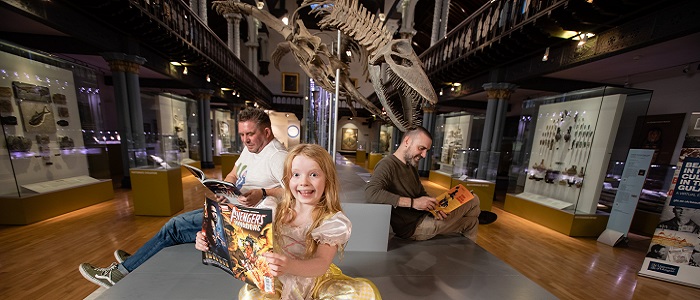 Professor Laurence Grove, Anna Smeaton, 7, and Frank Quitely for Comics Night at the Museum 