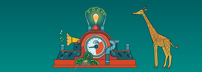 2019 Clock and giraffe on green