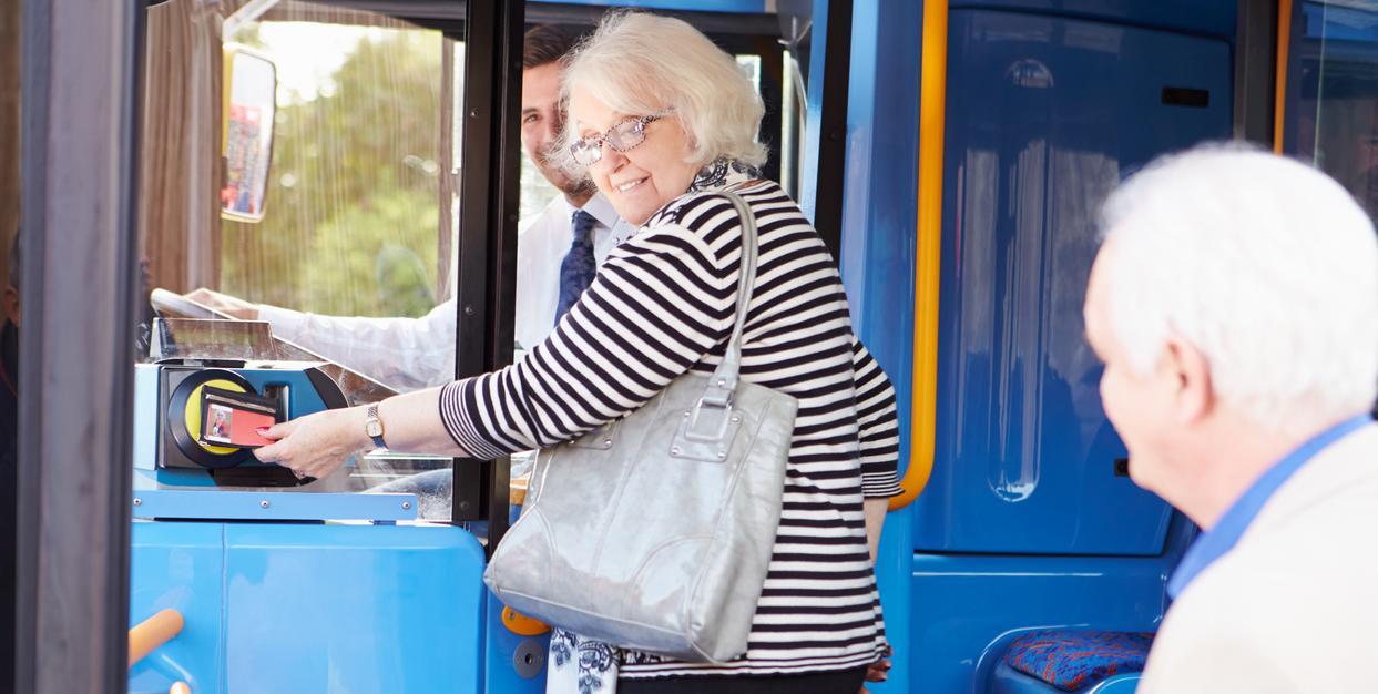 Older woman on bus