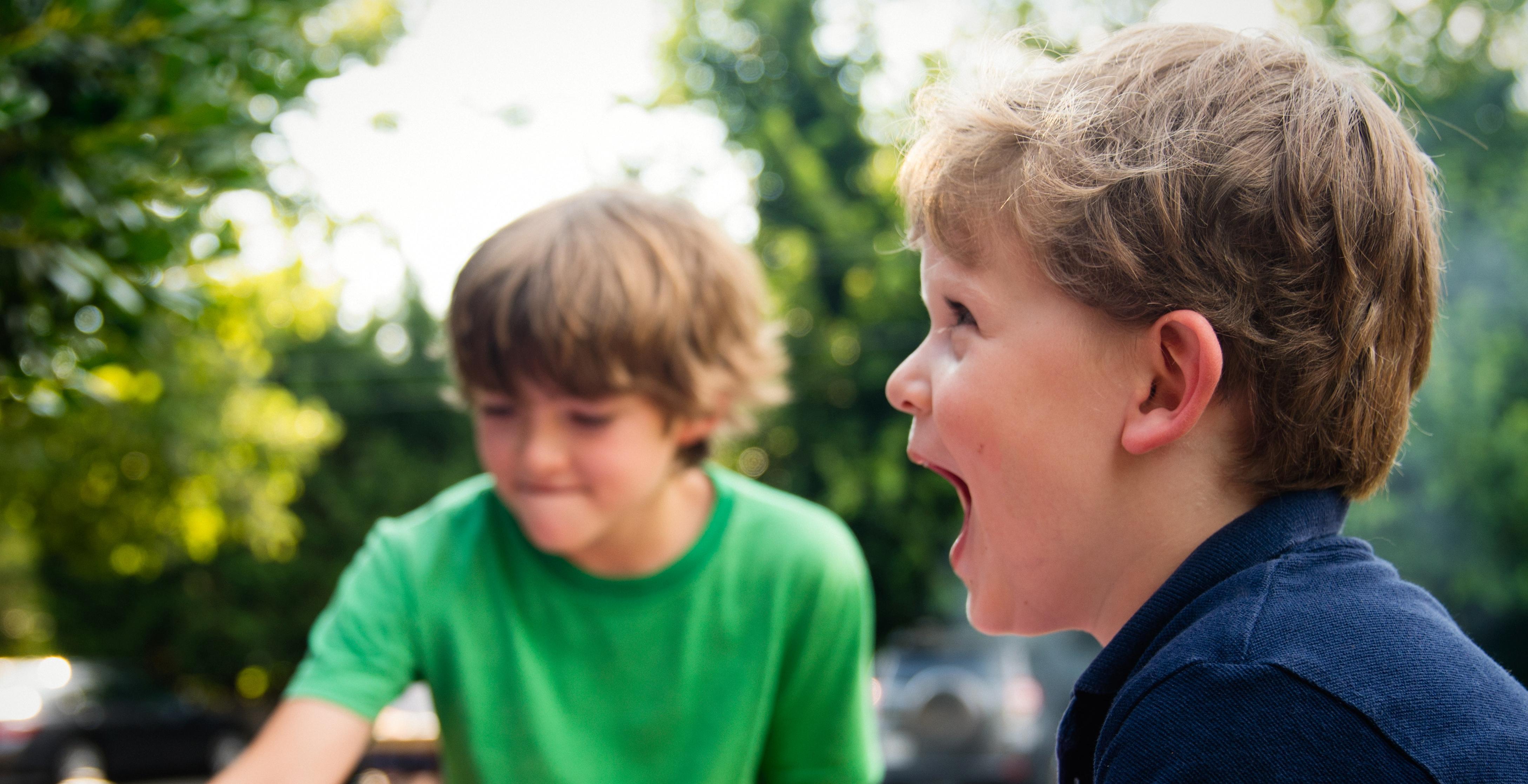 Header boys playing outside
