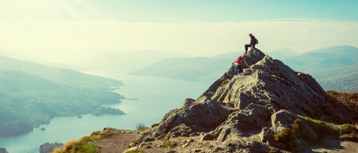 Female hiker on mountain