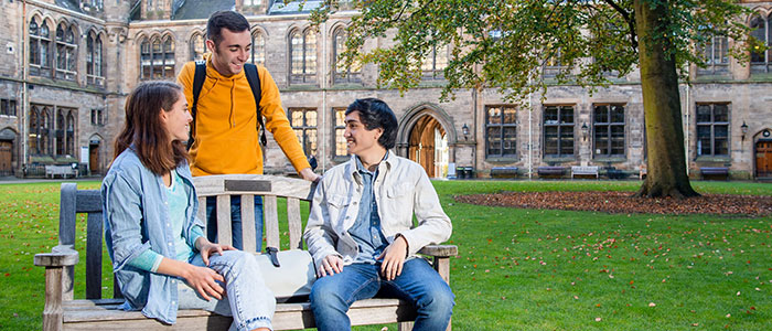 Students sitting in quad