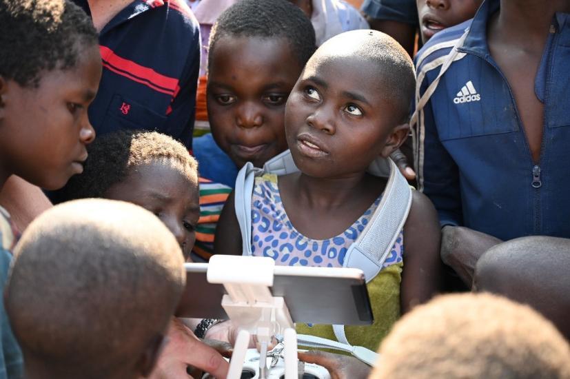 Drone flying in Linga Village
