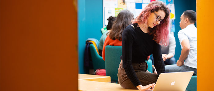 Student working on a laptop